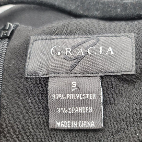 Gracia Black Ruffle Bell Sleeve Top Blouse Zip Up Black Women's Size Small - Picture 7 of 7